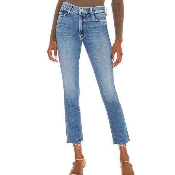 NWT MOTHER Mid Rise Dazzler Ankle Fray Jeans in Riding The Cliffside, Sz 32 $258 - Picture 1 of 6
